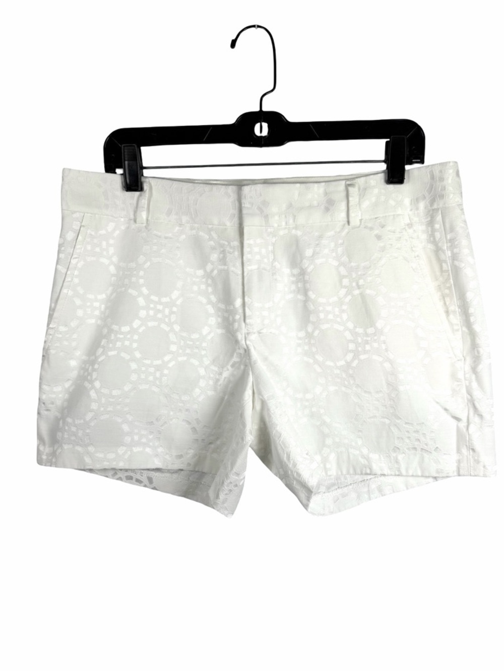 Banana Republic White Off-White Circle Textured Chino Dress Shorts Size 8